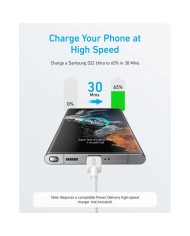 CABLE ANKER 322 USB-C TRENZADO 1.8M 60W WHITE CABLE ANKER 322 USB-C TRENZADO 1.8M 60W WHITE