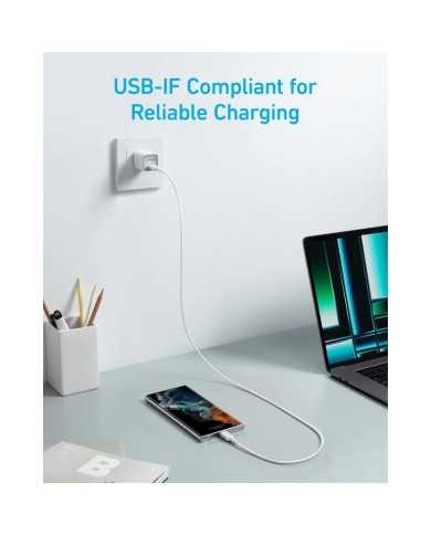 CABLE ANKER 322 USB-C TRENZADO 1.8M 60W WHITE CABLE ANKER 322 USB-C TRENZADO 1.8M 60W WHITE