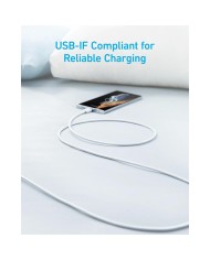 CABLE ANKER 322 USB-A TO USB-C TRENZADO 1.8M 45W WHITE CABLE ANKER 322 USB-A TO USB-C TRENZADO 1.8M 45W WHITE