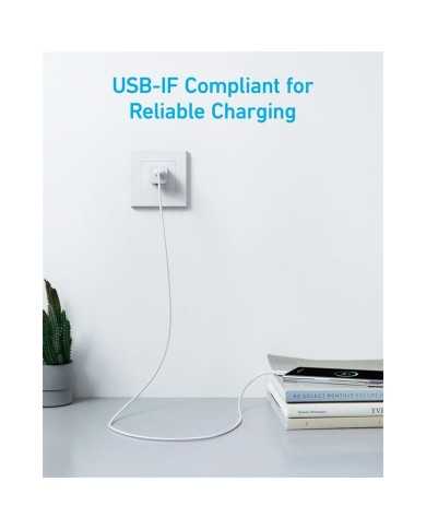 CABLE ANKER 322 USB-A TO USB-C TRENZADO 1.8M 45W WHITE CABLE ANKER 322 USB-A TO USB-C TRENZADO 1.8M 45W WHITE