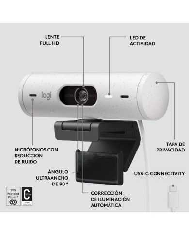 WEBCAM LOGITECH BRIO 500 FHD USB-C WHITE WEBCAM LOGITECH BRIO 500 FHD USB-C WHITE