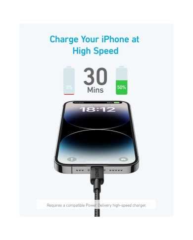 CABLE ANKER 322 USB-C TO LIGHTNING TRENZADO 0.9M 30W BLACK CABLE ANKER 322 USB-C TO LIGHTNING TRENZADO 0.9M 30W BLACK