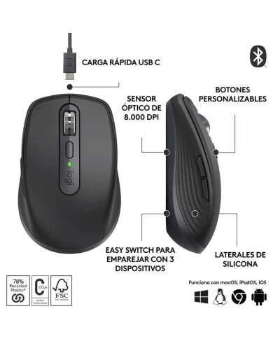 RATON LOGITECH MX ANYWHERE 3S WIRELESS BT 8000DPI 6 BOTONES BLACK RATON LOGITECH MX ANYWHERE 3S WIRELESS BT 8000DPI 6 BOTONES BLACK