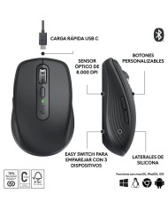 RATON LOGITECH MX ANYWHERE 3S WIRELESS BT 8000DPI 6 BOTONES BLACK