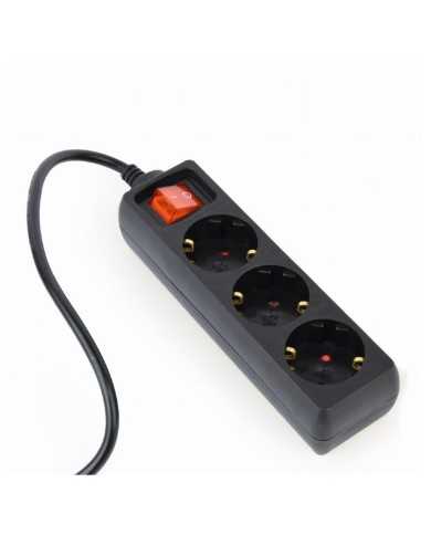 REGLETA GEMBIRD 3 SCHUKOS INTERRUPTOR 0.6M BLACK