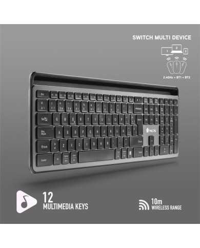 TECLADO + RATON NGS ECLIPSE SLIM SILENT WIRELESS BT MULTI RECARGABLE GREY