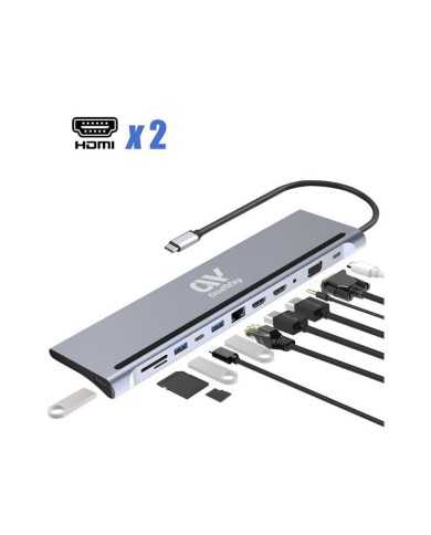 DOCK HUB ONEWAY USB-C 12 EN 1 HDMI/VGA/RJ45/USB 3.0/USB-C PD/MICROSD/AUX