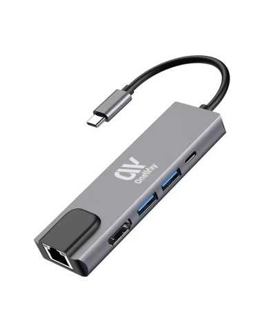 DOCK HUB ONEWAY USB-C 5 EN 1 HDMI/RJ45/USB 3.0/USB-C PD SILVER