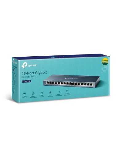 SWITCH TP-LINK 16 PUERTOS GIGABIT TL-SG1016P POE+ METALICA SWITCH TP-LINK 16 PUERTOS GIGABIT TL-SG1016P POE+ METALICA
