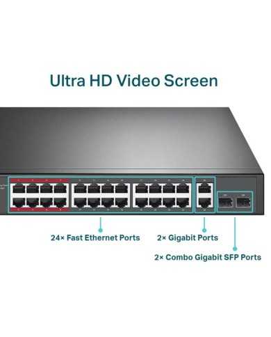 SWITCH TP-LINK GIGABIT 24 PUERTOS + 2 POE+ TL-SL1226P SWITCH TP-LINK GIGABIT 24 PUERTOS + 2 POE+ TL-SL1226P