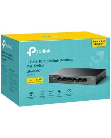 SWITCH TP-LINK ETHERNET 6 PUERTOS POE+ LS106LP SWITCH TP-LINK ETHERNET 6 PUERTOS POE+ LS106LP