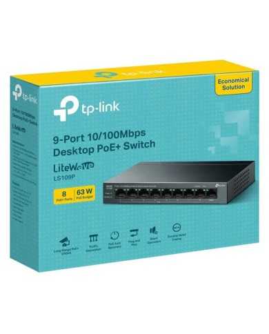 SWITCH TP-LINK ETHERNET 9 PUERTOS POE+ LS109P SWITCH TP-LINK ETHERNET 9 PUERTOS POE+ LS109P
