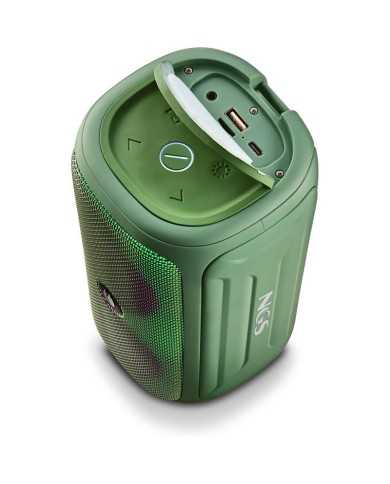 ALTAVOCES NGS ROLLER BEAST RGB PORTATIL WATERPROOF IPX5/BT/USB/AUX/FM GREEN