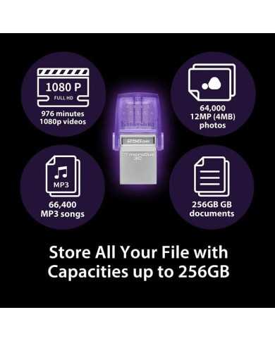 PEN DRIVE 128GB KINGSTON USB-A/USB-C 3.2 PURPLE