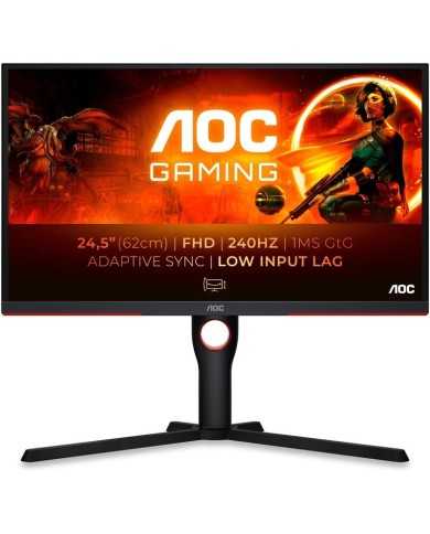 MONITOR GAMING AOC 24.5 240HZ MULTIMEDIA ERGONOMICO HDMI DP BLACK/RED