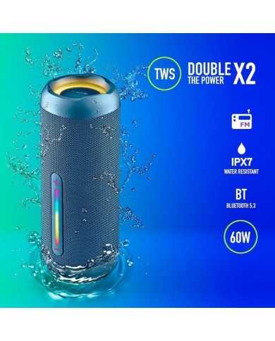 ALTAVOCES NGS ROLLER FURIA 3 RGB PORTATIL WATERPROOF 60W IPX7/BT/USB BLUE