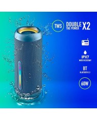 ALTAVOCES NGS ROLLER FURIA 3 RGB PORTATIL WATERPROOF 60W IPX7/BT/USB BLUE