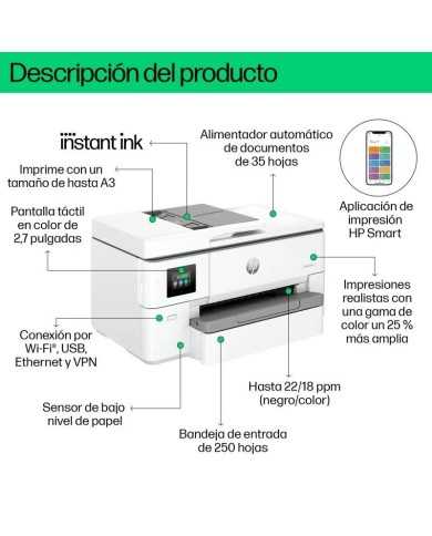 IMPRESORA HP MULTIFUNCION OFFICEJET PRO 9720E COLOR WIFI DUPLEX A3 WHITE