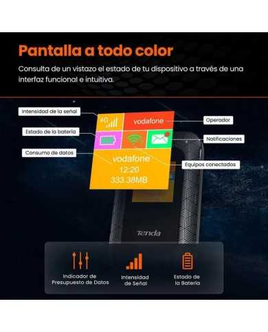 WIRELESS ROUTER PORTABLE TENDA WIFI 4G LTE 150MBPS V4.0 CON PANTALLA