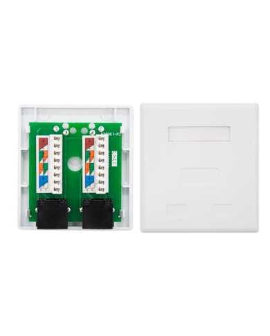 ROSETA DE PARED NANOCABLE 2XRJ45 CAT.6 UTP WHITE