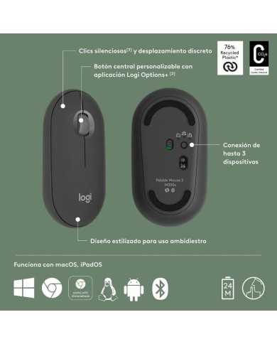 RATON LOGITECH PEBBLE 2 M350S WIRELESS BLACK RATON LOGITECH PEBBLE 2 M350S WIRELESS BLACK