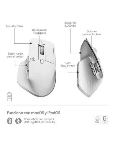 RATON LOGITECH MX MASTER 3S WIRELESS 8000DPI 7 BOTONES WHITE RATON LOGITECH MX MASTER 3S WIRELESS 8000DPI 7 BOTONES WHITE