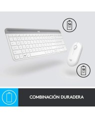 TECLADO + RATON LOGITECH MK470 SLIM WIRELESS SILENT WHITE