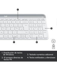 TECLADO + RATON LOGITECH MK470 SLIM WIRELESS SILENT WHITE