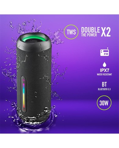 ALTAVOCES NGS ROLLER FURIA 2 RGB PORTATIL WATERPROOF IPX7/BT/USB/AUX BLACK