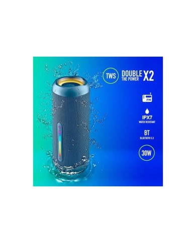 ALTAVOCES NGS ROLLER FURIA 2 RGB PORTATIL WATERPROOF IPX7/BT/USB/AUX BLUE