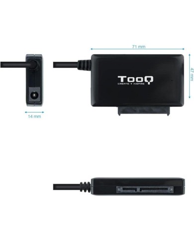 ADAPTADOR USB 3.0 USB-C TOOQ DISCO DURO SATA 2.5/3.5 ALIMENTADOR BLACK