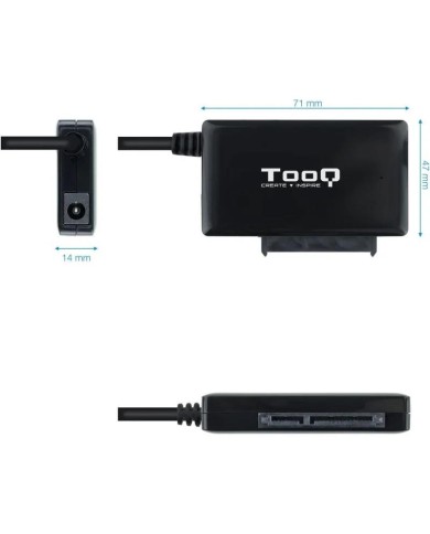 ADAPTADOR USB 3.0 USB-A TOOQ DISCO DURO SATA 2.5/3.5 ALIMENTADOR BLACK