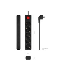 REGLETA AISENS 5 SCHUKOS PROTECCION INTERRUPTOR 1,4M BLACK REGLETA AISENS 5 SCHUKOS PROTECCION INTERRUPTOR 1,4M BLACK
