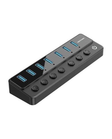 HUB VENTION USB 3.0 7 PUERTOS USB 3.0 INTERRUPTOR BLACK