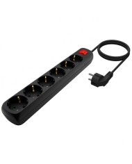 REGLETA AISENS 6 SCHUKOS PROTECCION INTERRUPTOR 1,4M BLACK