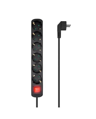 REGLETA AISENS 6 SCHUKOS PROTECCION INTERRUPTOR 1,4M BLACK