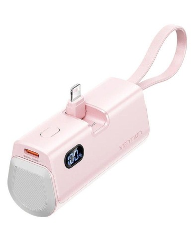 POWERBANK VENTION 4800MAH 2XUSB-C + LIGHTNING PLEGABLE 22.5W ROSE