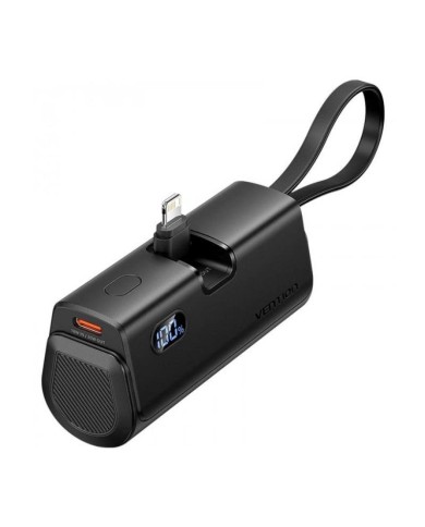 POWERBANK VENTION 4800MAH 2XUSB-C + LIGHTNING PLEGABLE 22.5W BLACK