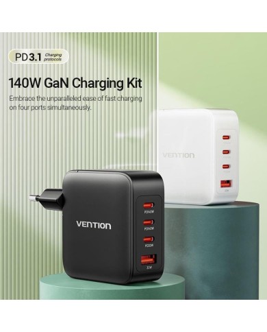 CARGADOR DE PARED VENTION GAN USB-C 20W BLACK