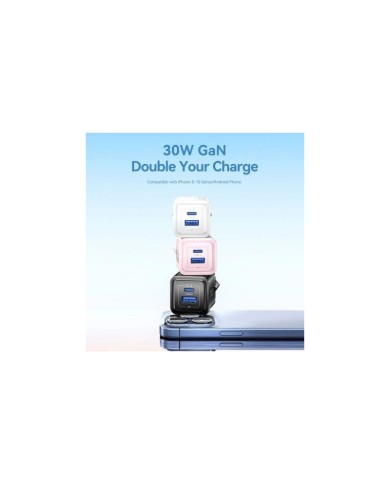 CARGADOR DE PARED VENTION GAN USB-C USB-A 30W BLACK