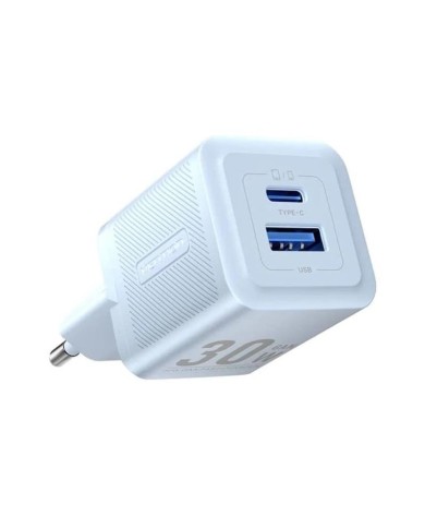 CARGADOR DE PARED VENTION GAN USB-C USB-A 30W BLUE