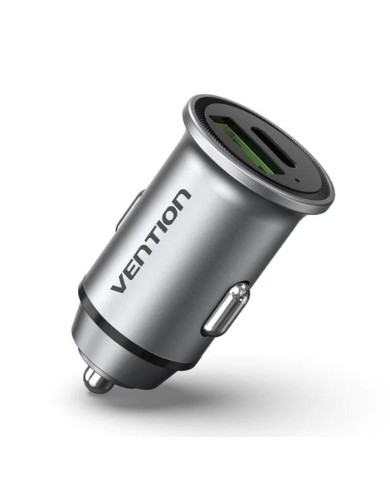 CARGADOR COCHE SMARTPHONE VENTION 20W USB-A USB-C SILVER