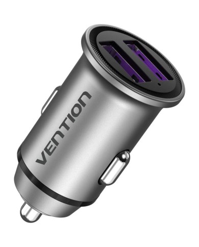CARGADOR COCHE SMARTPHONE VENTION 30W 2XUSB-A SILVER