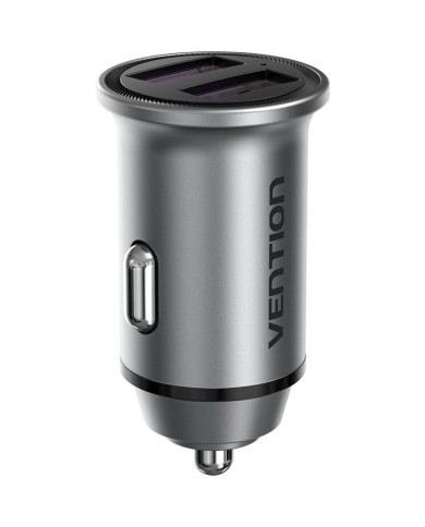 CARGADOR COCHE SMARTPHONE VENTION 30W 2XUSB-A SILVER