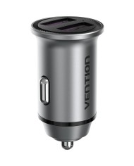 CARGADOR COCHE SMARTPHONE VENTION 30W 2XUSB-A SILVER