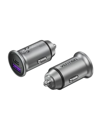 CARGADOR COCHE SMARTPHONE VENTION 30W USB-A USB-C SILVER