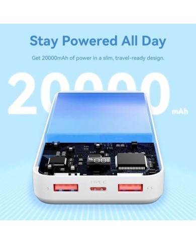 POWERBANK VENTION 20000MAH 2XUSB-A + USB-C LED DISPLAY 22.5W WHITE POWERBANK VENTION 20000MAH 2XUSB-A + USB-C LED DISPLAY 22.5W WHITE