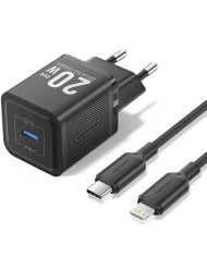 CARGADOR DE PARED VENTION GAN USB-C 20W BLACK + CABLE UCB-C 2M BLACK