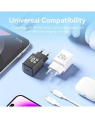 CARGADOR DE PARED VENTION GAN USB-C 20W BLACK + CABLE UCB-C 2M BLACK