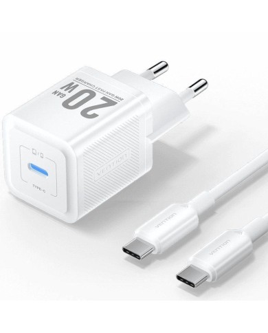 CARGADOR DE PARED VENTION GAN USB-C 20W WHITE + CABLE UCB-C 1M WHITE CARGADOR DE PARED VENTION GAN USB-C 20W WHITE + CABLE UCB-C 1M WHITE